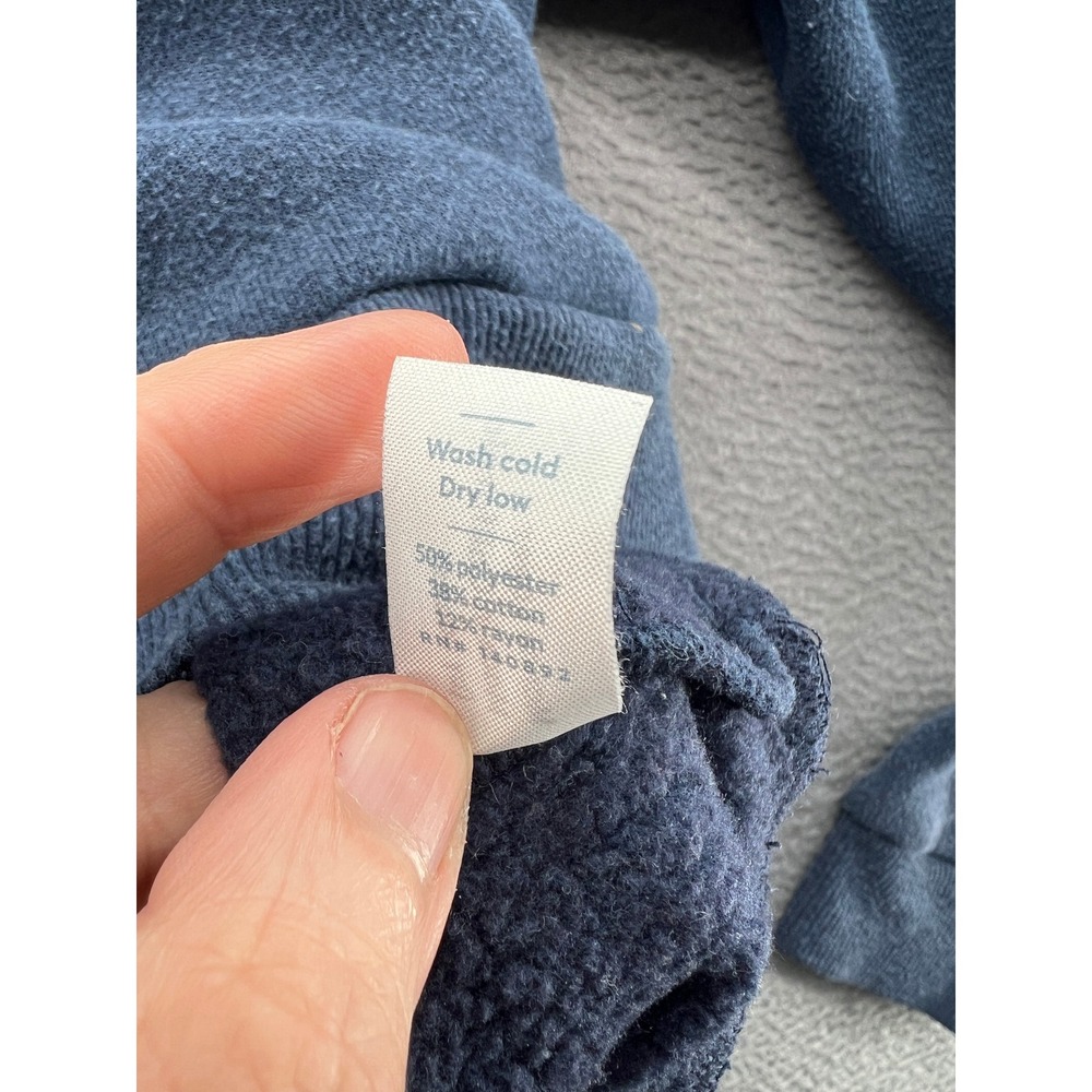 Marine Layer Sweatshirt Mens L Blue Rainbow Stripe Shoulder Pullover Hoodie - Picture 9 of 11